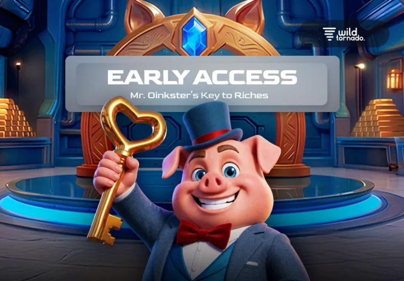Mr. Oinkster’s Key to Riches slot game with a pig tycoon character and treasure theme